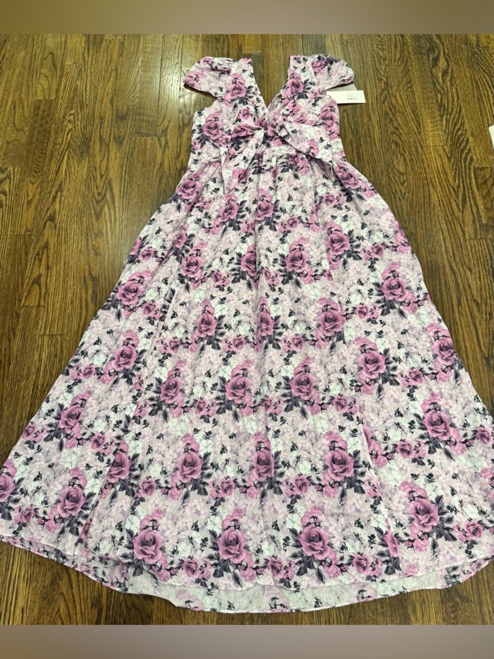 LoveShackFancy Purple Ever Midi Dress Flower Size 4 NWT Flaws On Zipper